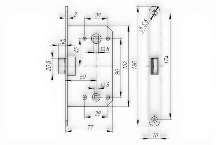Замок 410 B PVC 96*50 BLK