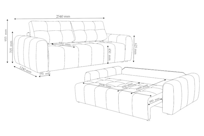 Диван прямой Бергамо Эко Оттенок серого Гелато 04 (Константа)