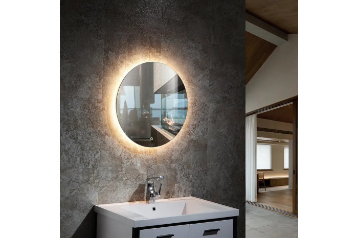 Зеркало круглое 40 см фоновая подсветка – нимфея альба.