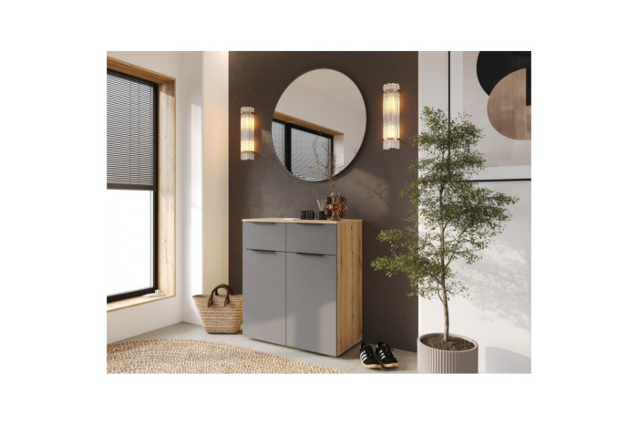 Комод Колібрі 2Д2Ш 80х40х90см Дуб евок/Сірий