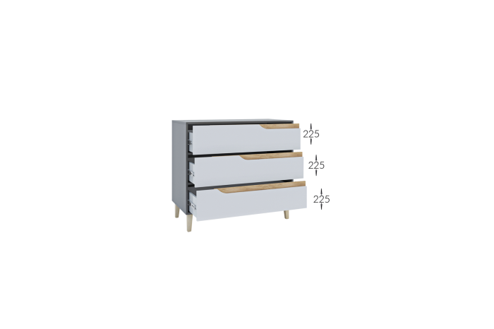 Гарант Комод WOOD 3Ш 100х50х75 Антрацит/Белый
