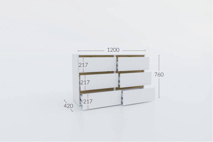Комод Ідея К76/120/2х3Ш 120х42х76 Артизан/Сірий графіт