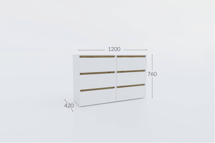 Комод Ідея К76/120/2х3Ш 120х42х76 Артизан/Сірий графіт