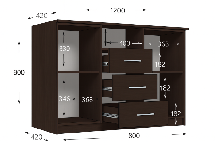 Комод Ідея К120/80/3Ш+2Д 120х42х80 Венге
