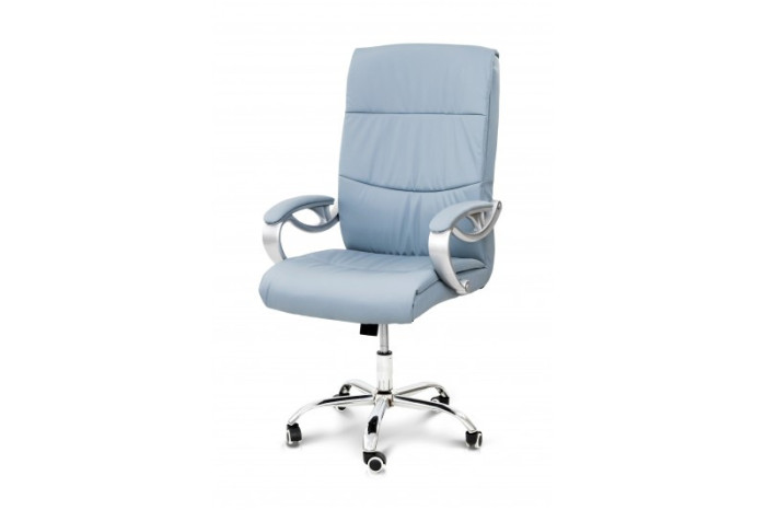 Крісло офісне Ентер Хром Сіро-блакитний