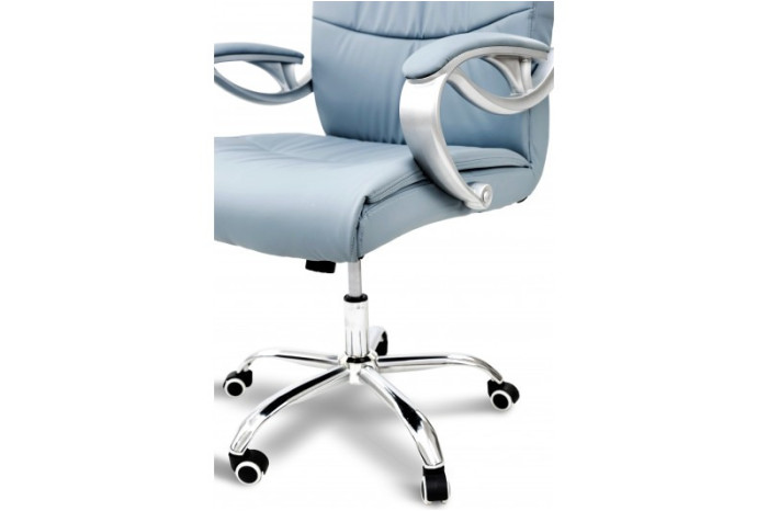 Крісло офісне Ентер Хром Сіро-блакитний