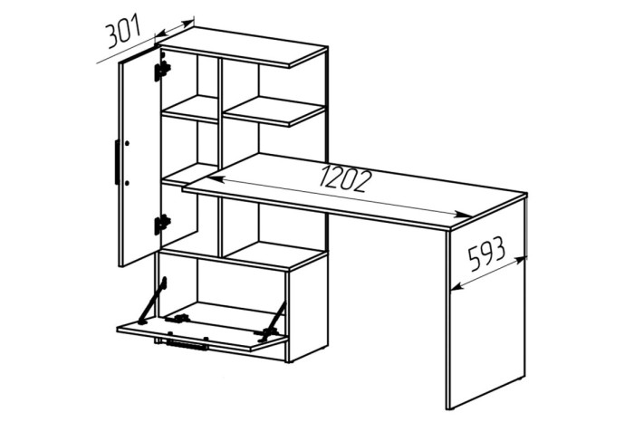 Гарант Стол письменный Стандарт левый 150х60х120 Артизан/Антрацит