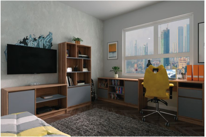 СОКМЕ Стол письменный Бум 120х54х75 Дуб Атисан/Серый шифер