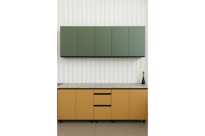 СМ Кухня Тина 2м Зеленый дымчатый/Ириска