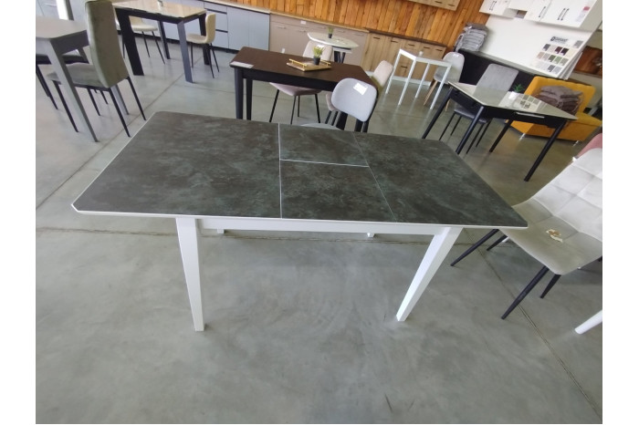 Стол обеденный КВАДРО HPL 110х70х75 Белый/Глинт серый камень