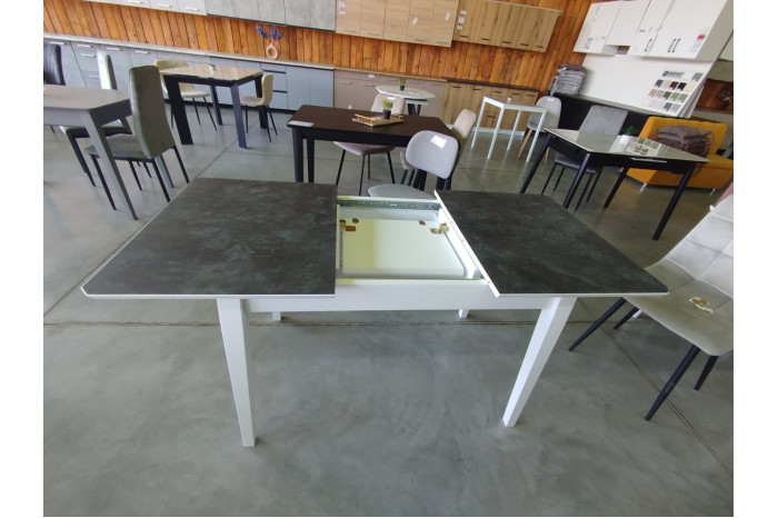 Стол обеденный КВАДРО HPL 110х70х75 Белый/Глинт серый камень