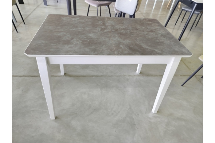 Стол обеденный КВАДРО HPL 110х70х75 Белый/Глинт серый камень