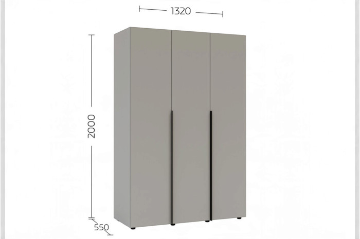 Шкаф Соло 3D_T 132х55х200см Серая мышка