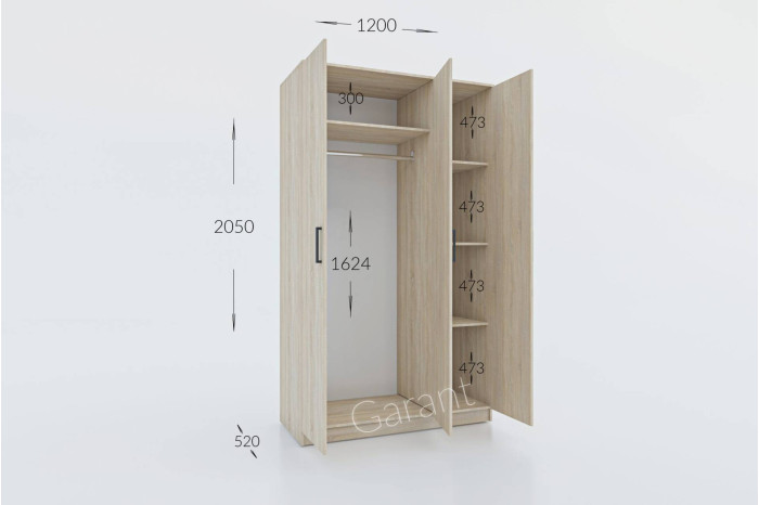 Шафа Сімпл 3Д 120х52х205см Артизан