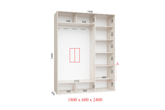 Феникс Шкаф купе N-3+N-3 ОЗРП 180х60х220см Сонома