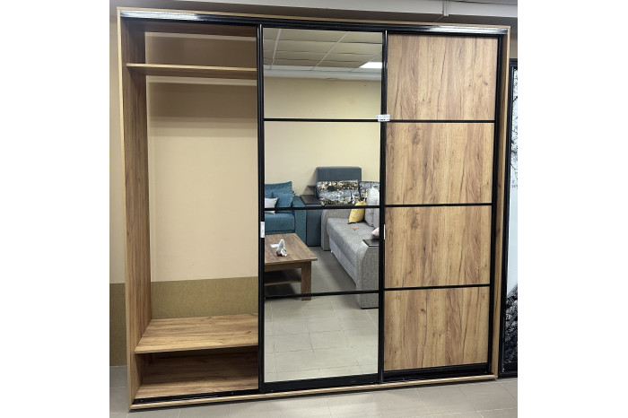 Шкаф-купе ПВ 2.1+2.1+2.6 240х60х240см Крафт золотой