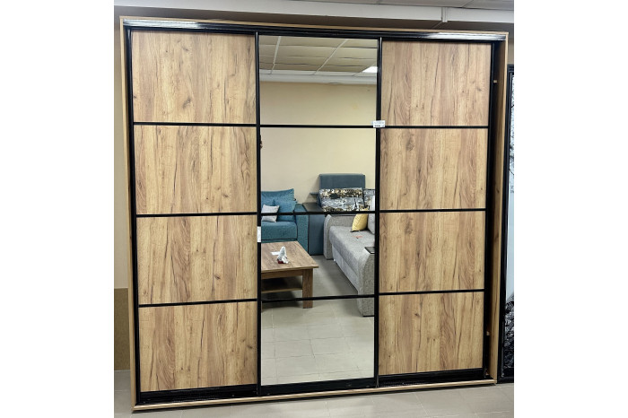 Шкаф-купе ПВ 2.1+2.1+2.6 240х60х240см Крафт золотой