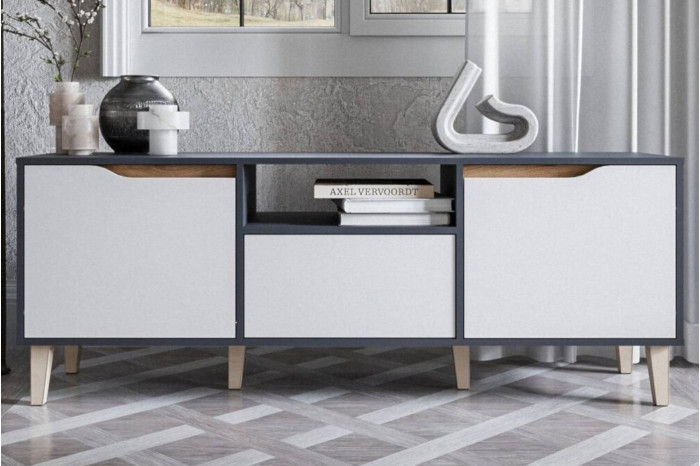 Тумба під ТВ WOOD 160х40х60 Антрацит/Білий