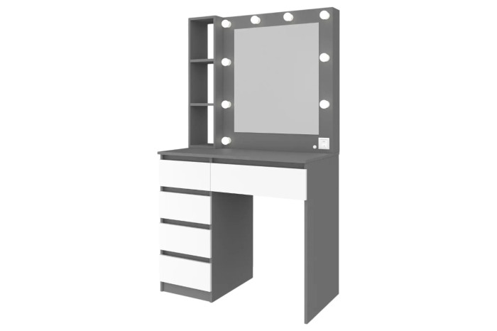 Стіл візажиста №1 90х50х160 Сірий графіт/Німфея альба