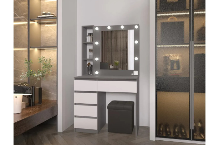 Стіл візажиста №1 90х50х160 Сірий графіт/Німфея альба