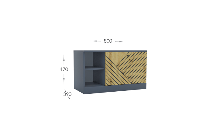Гарант Тумба для обуви Бристоль 1Д 80х39х47 Антрацит/Артизан