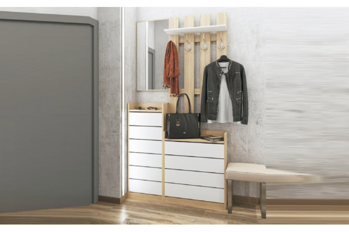 Феникс Тумба для обуви Борнео 1 70х26х81 Сонома/Белый