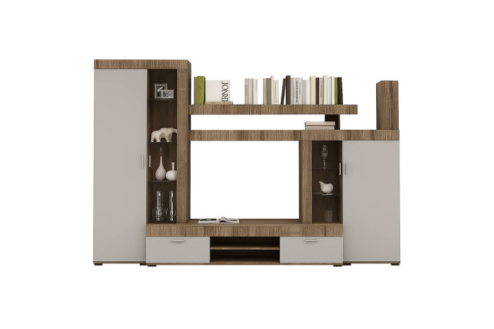 СОКМЕ стенка Марк Дуб флапшток/Шиншилла грей