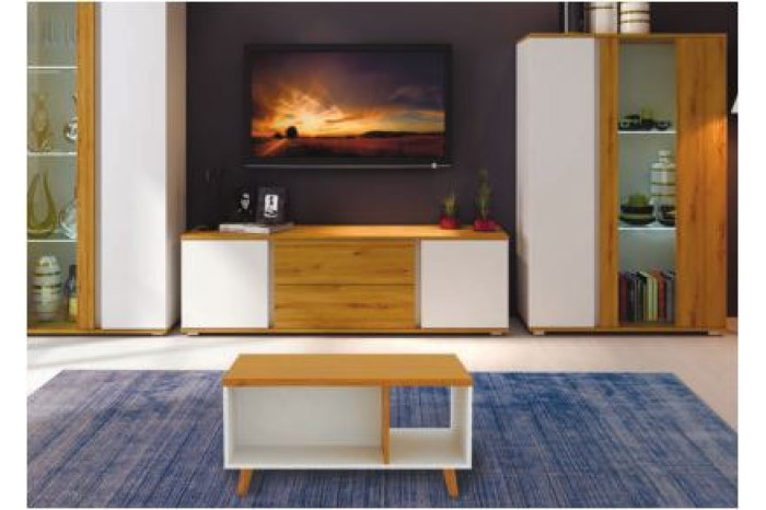 Стіл журнальний Фортуна 90х50х42 Білий/Дуб артисан