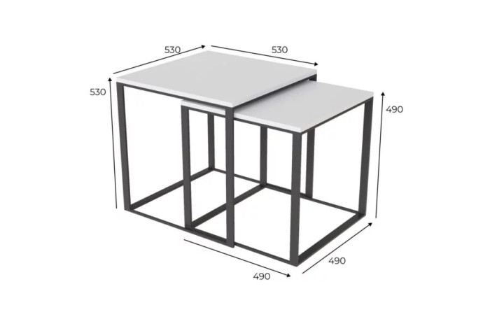 Стол журнальный Ascet 2в1 53х53х53см Белый бриллиант